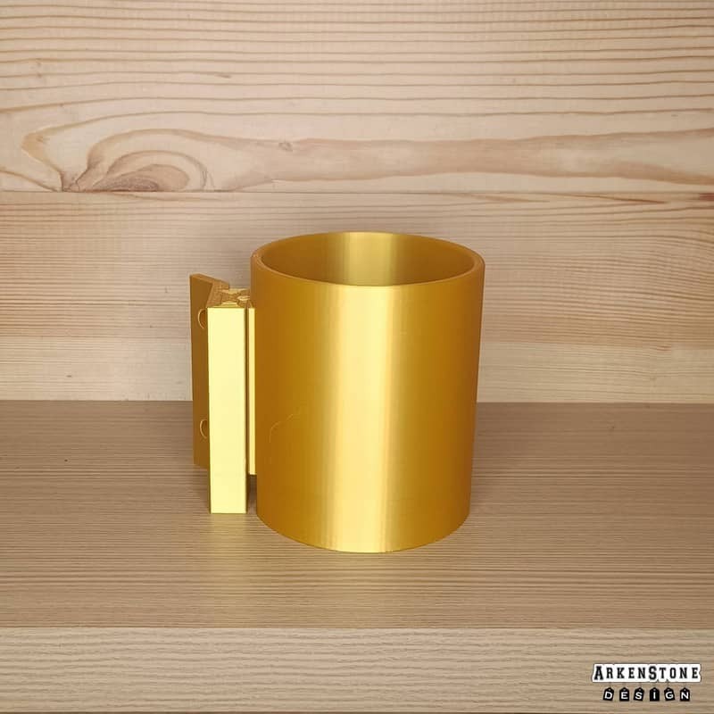 Porte boisson or brillant pour flipper - vue latérale