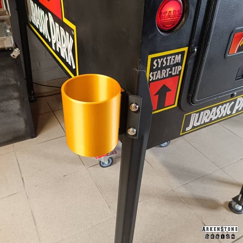 Porte boisson or brillant montage à gauche sur flipper
