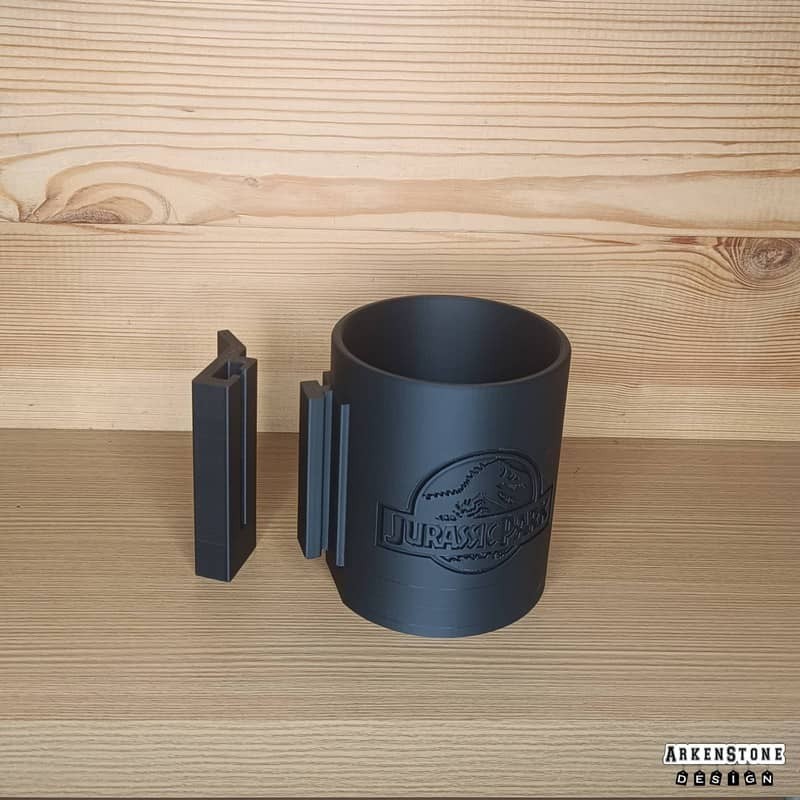 Porte boisson pour flipper sur le thème de Jurassic Park -avec fixation à gauche déporté