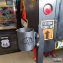 Porte boisson pour flipper sur le thème de Jurassic Park - monté sur flipper à gauche
